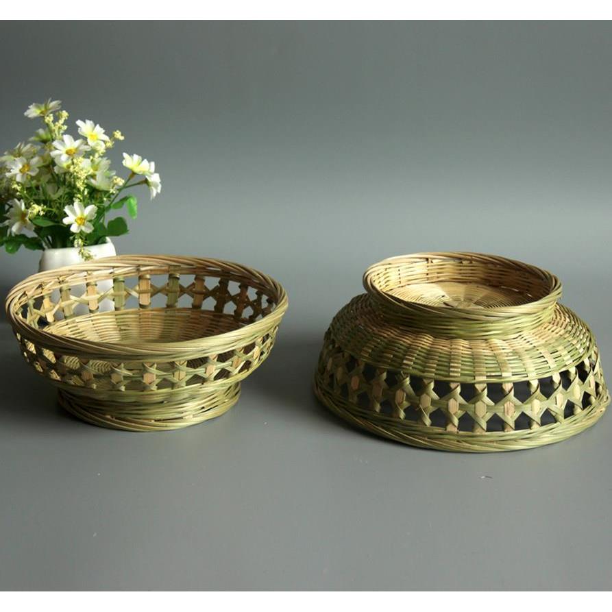 竹编制品 手工竹篓家用竹篮子 收纳筐竹匾果篮 果盘馒头筐水果篮