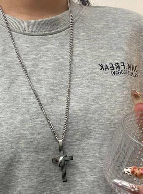十字架项链长款黑色配饰嘻哈哥特复古百搭甜酷辣妹风高级感设计感