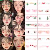 圣诞节妆容脸贴纹身贴甜心少女氛围感蝴蝶结卡通腮红妆COS派对L