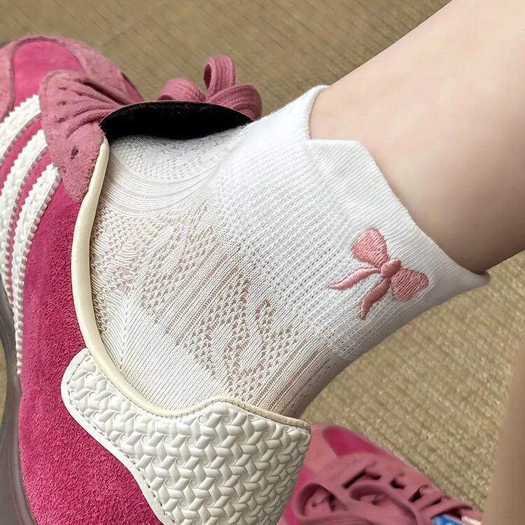 芭蕾风蝴蝶结袜子女2026新款爆款短袜女夏季薄款透气白色棉袜夏天
