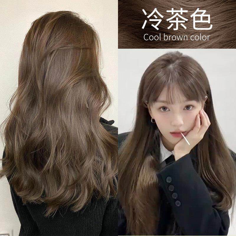 冷茶色染发剂自己在家染发2025流行色显白泡泡沫植物纯闷青色膏女