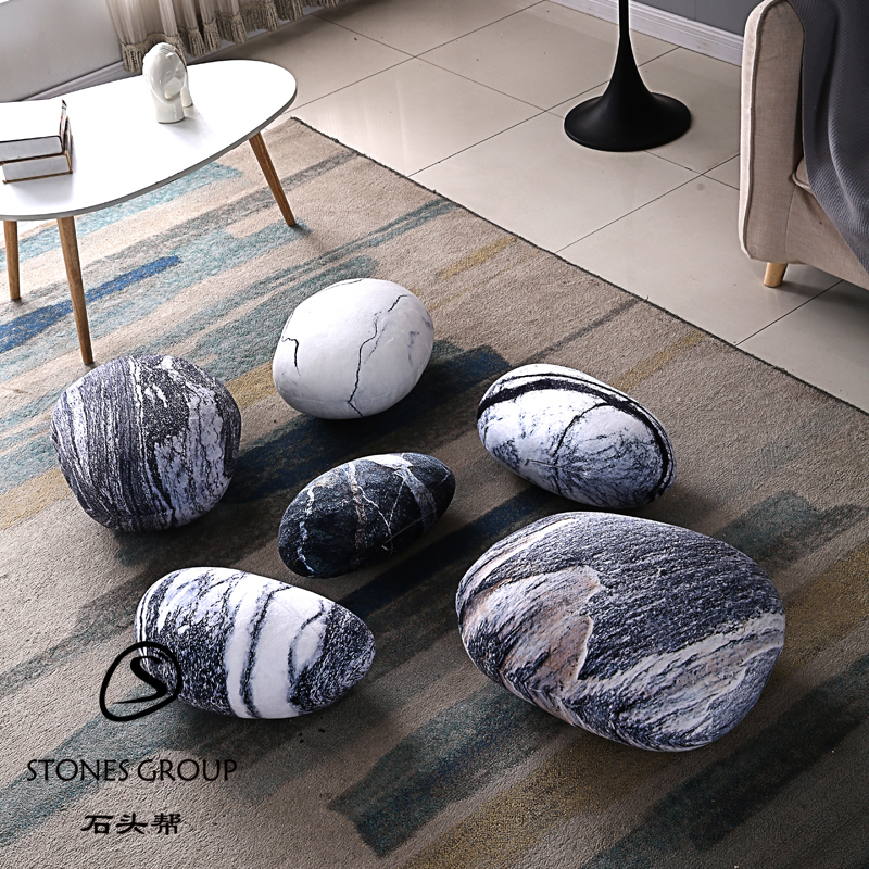 石头帮仿真鹅卵石抱枕石头抱枕多功能沙发靠垫创意民宿圣诞场景