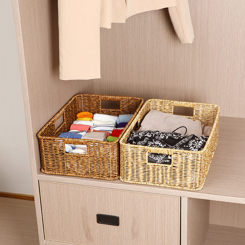 编织收纳筐家用桌面玩具杂物零食收纳整理箱储物篮仿藤编框,收纳整理,其他收纳篮,淘宝优惠券,粉丝福利购,淘宝优惠卷