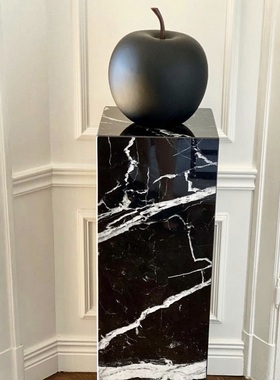典雅风黑白根天然大理石方柱客厅酒店电视柜沙发旁样板房摆件底座