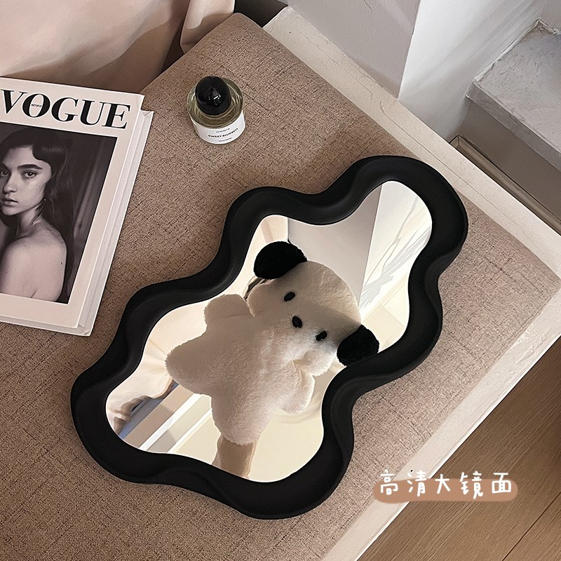 法式云朵镜子挂墙学生宿舍桌面化妆镜台式高级感家用梳妆台梳妆镜