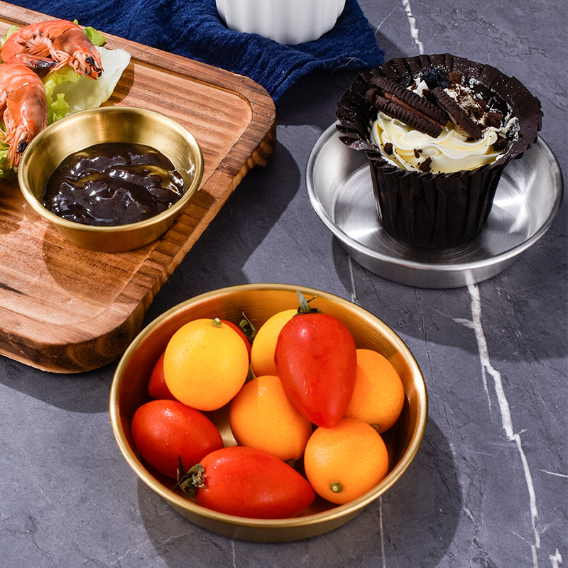 不锈钢酱料碟304韩式烤肉店蘸料碟火锅调味碟西餐味碟商用酱料杯