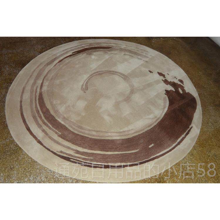 正品圆形手工地现毯象代中式简抽羊毛水墨灰色客厅餐厅椅约垫地图