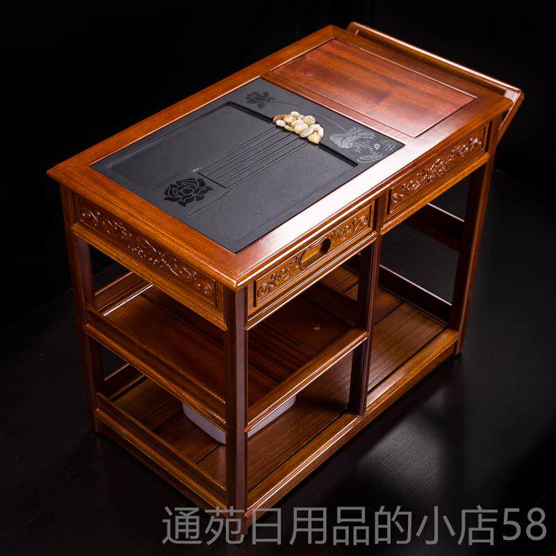 正品汇享花木茶乌金石茶车实木可动带轮台水柜功夫梨茶具套装沙移