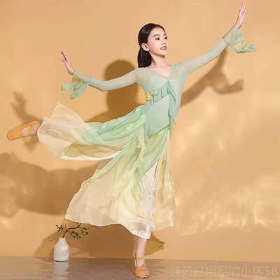 正品儿童古舞蹈演出服童女幼儿飘仙气古风典纱衣中国舞蹈服装练逸
