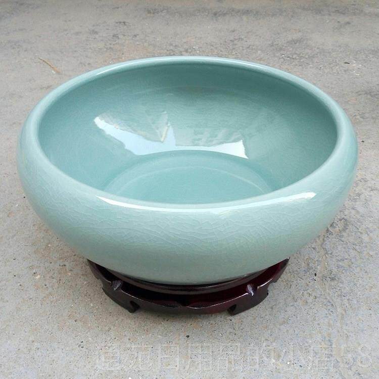 正品陶瓷碗金鱼缸乌龟培缸冰裂莲莲盆茶几大号花盆瓷盆睡水仙水养