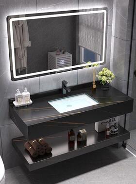 台时尚奢风格双层岩板陶瓷盆浴室柜57919阳轻台酒店民宿生卫间洗