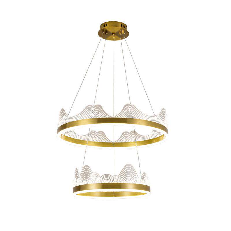 克新中式冰山592客厅大灯力铝材电镀轻奢横纹波浪亚3圆圈4全光谱