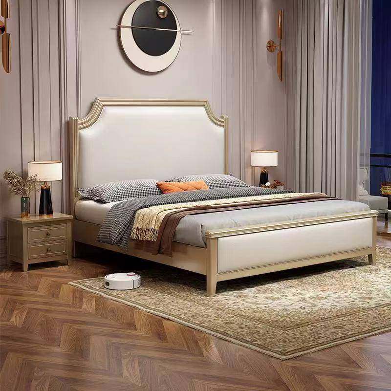 实木床现代简约卧双人1.8米美轻奢经济型主全实木工厂201154直床