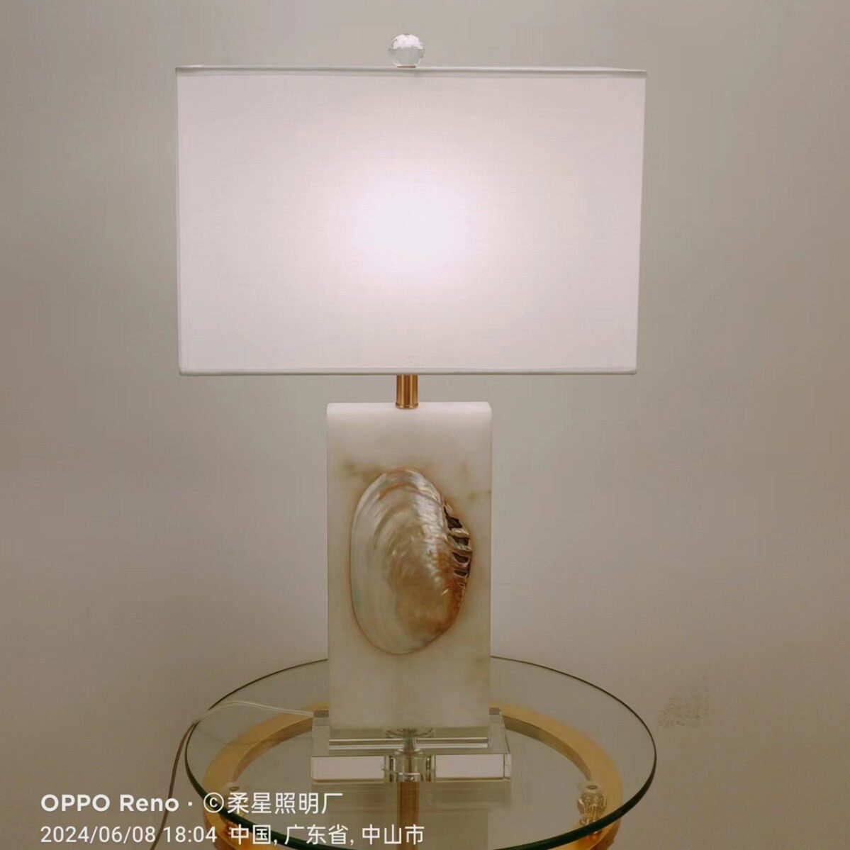后现代美式贝壳云石水晶台灯