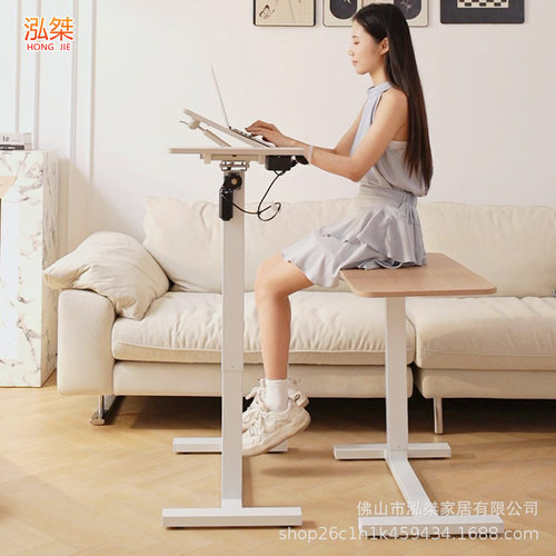 可移动电动升降床边桌电脑桌家用办公学习桌子卧室客厅可折叠书桌