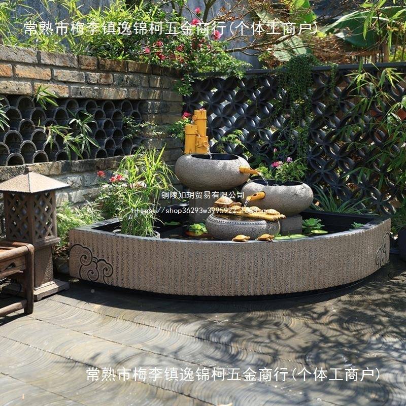 户外流水喷鱼假缸摆山件水景阳台庭院花泉园布置装饰造景景UHJ观