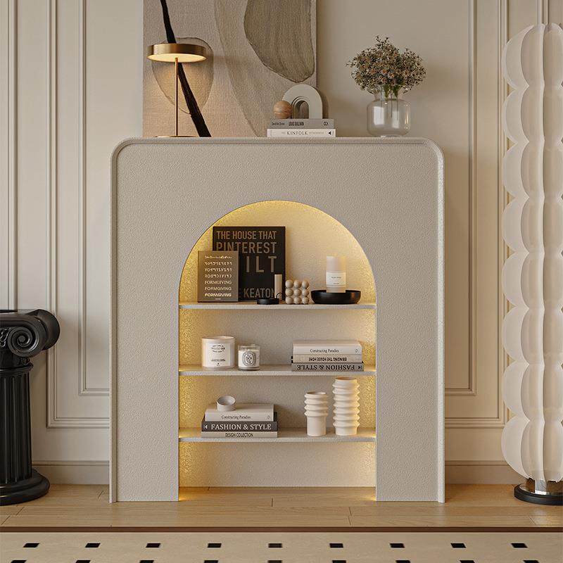 法式869壁炉装饰柜白色简客厅入户玄关柜播间r摆件展示柜直置物架