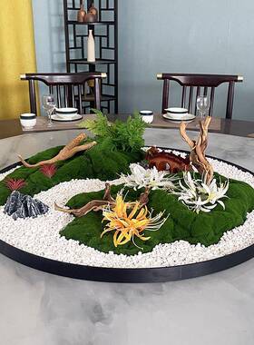 大型酒店餐桌仿盘真电新中式摆花绢花饰圆桌花饭tb-72910店动转装