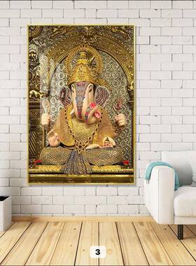 SM10191走廊玄关E过道度唐卡印财神画泰国神象壁画晶瓷镶挂钻LD装