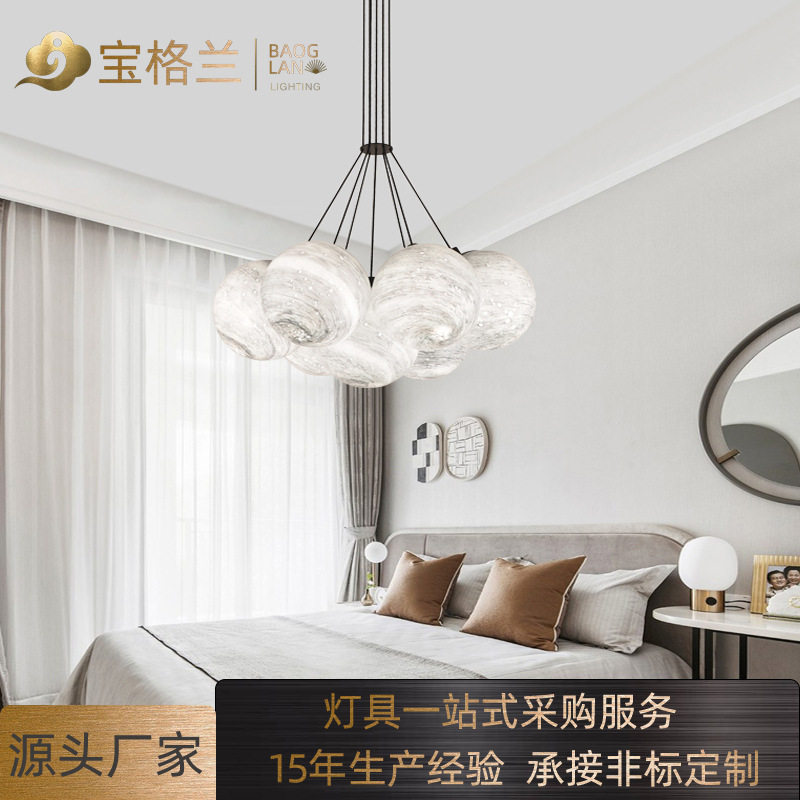 楼梯吊灯长吊灯挑空复式楼大吊灯loft创意圆球橱窗饭店餐厅吧台灯