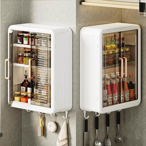 厨房置F976H6S7物壁挂放油盐酱醋调味品罐式架调料收盒纳柜墙上多