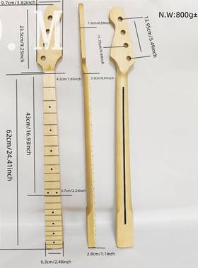 木材类吉他配件琴品颈PB电贝司KEL柄料21品木枫电斯贝成吉他琴柄3