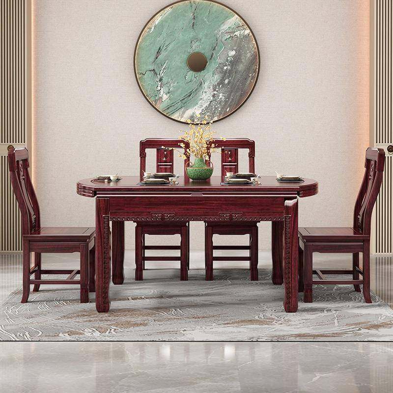 金TEY木雕花餐椅组合伸方缩圆两用大小户型饭桌桌中式长方形多乌,电子元器件市场,其它元器件,淘宝优惠券,粉丝福利购,淘宝优惠卷