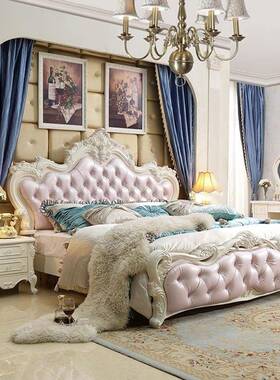 欧式床.18米双床卧公主主床现代简约白色床简欧实木储物TS1316人