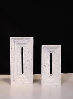 代饰极简软饰品黑白色洞现石B536立体渐变条纹树装脂摆件书房开放