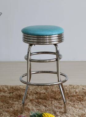 现货高脚凳椅美钢式不锈圆形皮艺吧台餐厅高SP-BS427脚凳颜可色选