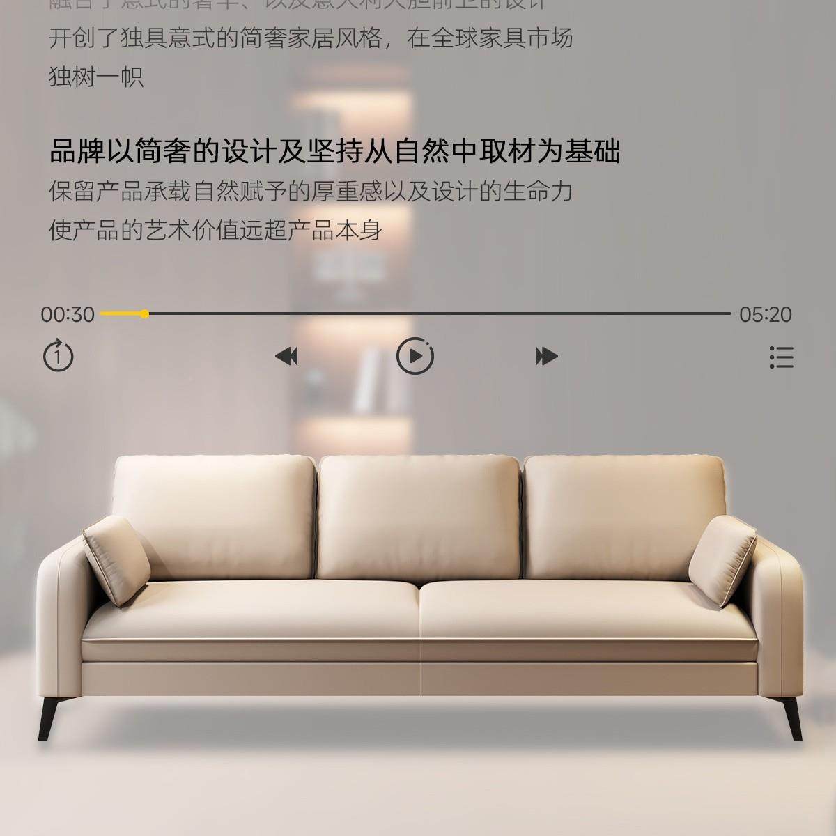 /科技乳布组合沙发轻奢意式软柔猫抓皮直沙发小户型多人位排胶沙