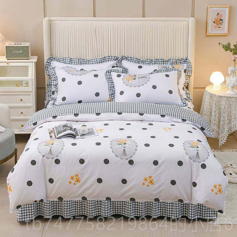 正品公主风款床四件套纯棉全裙棉花边床裙式床罩套床品夏季4件套1