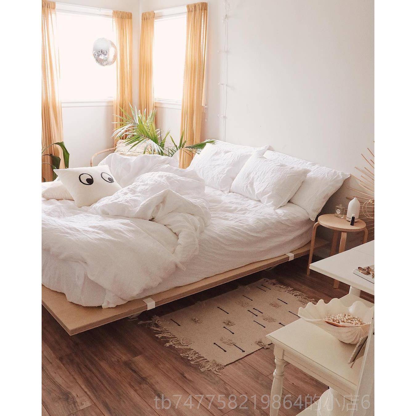 正品ins纯棉被百套床单四件套搭水洗白棉简约床品色全棉