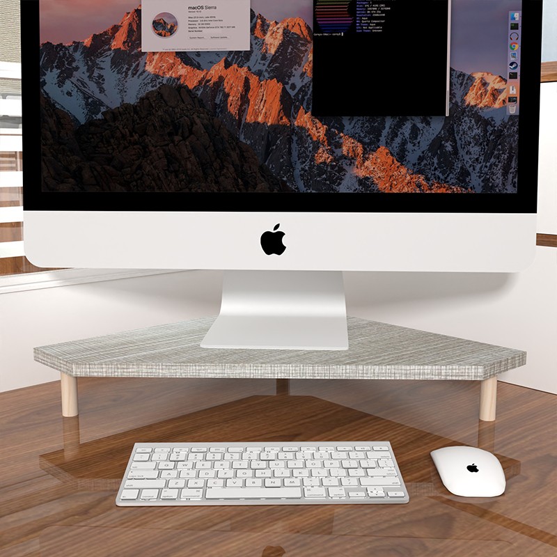 三角形电脑增高架办公室转角桌面收纳垫高台式显示器简易加高木质