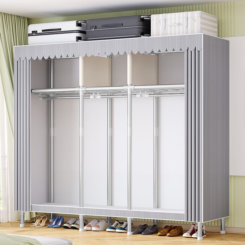 衣柜家用卧室宿舍简易布衣柜出租房用钢管加粗加固组装经济型衣架