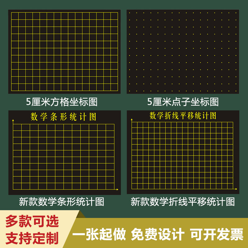 数学教学用黑板磁力贴55方格函数坐标图折线条形统计图算术格软