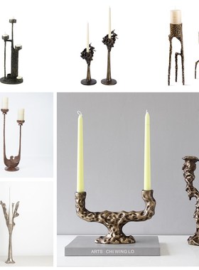 中古风样板间售楼部茶几餐厅桌面烛台摆件民宿酒店锌合金蜡烛摆台