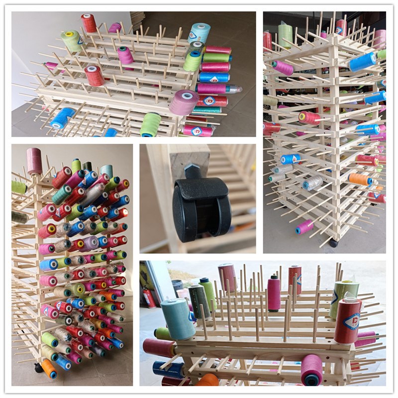 移动旋转滑轮实木落地线架子缝纫线宝塔线架玉线毛线皮革线收纳架