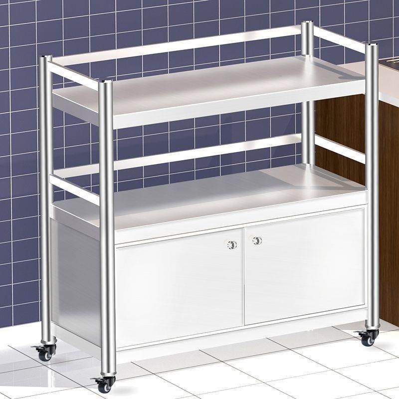 MM新款货不锈钢厨房子物架多层收纳F88THM6H落地置储物带门架柜可