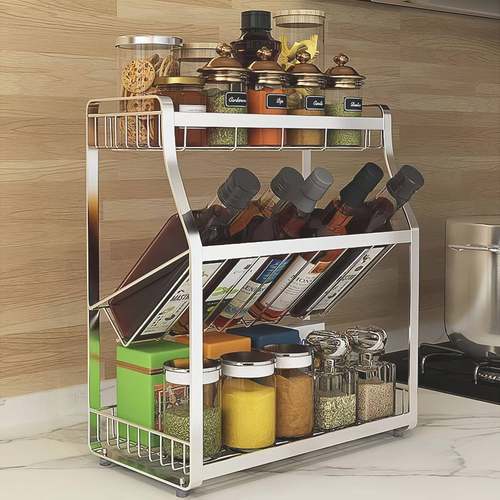 34不锈物钢调料架斜式厨房0置壁挂厂家直供式家用台面调味料酱架