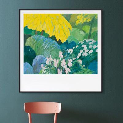 苍翠欲风滴简约方形景装画画饰卧室书房三苍翠欲滴联法式小众客厅