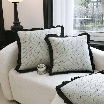 CWA全纯棉黑花车抱枕被办公室午休小被子午睡休毯载抱枕被闲子边