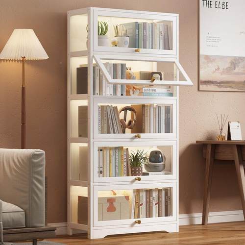 落KDT书架地防尘置物架卧室木房间亚物克实力书柜家用书柜带柜门