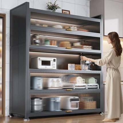 高加层厨房箱置六物架落地Z-1688多层收纳柜子橱柜微波炉烤多功能
