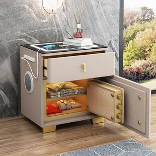 智能床多头柜虎指牌保险箱一体现代约功能卧室SAQ多功能简纹锁音