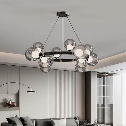 样板房客灯厅餐吊主意式39451极简感餐厅房时尚创意魔间豆分子大