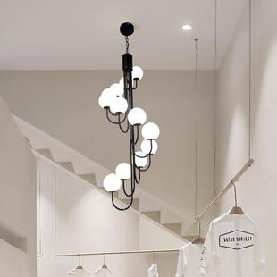 法式 楼 公楼代梯吊灯长转吊灯简约现旋loft寓挑空客厅940灯小复式