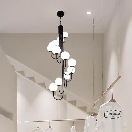 法式公楼代梯吊灯长转吊灯简约现旋loft寓挑空客厅940灯小复式楼