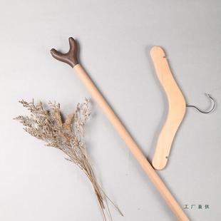 桃胡木撑杆实木家用晾衣杆衣叉衣服店F9657M85撑杆晒衣杆挂衣杆凉