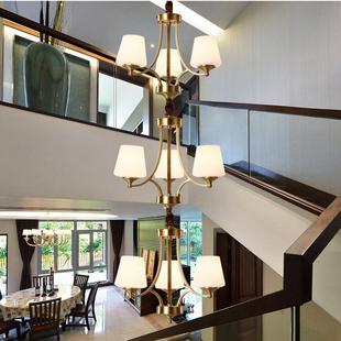 楼墅8369梯长吊灯别复式 楼旋转楼梯间灯灯全铜跃层中空楼简中楼美